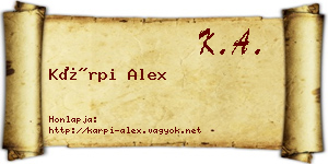 Kárpi Alex névjegykártya