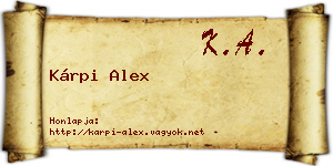Kárpi Alex névjegykártya